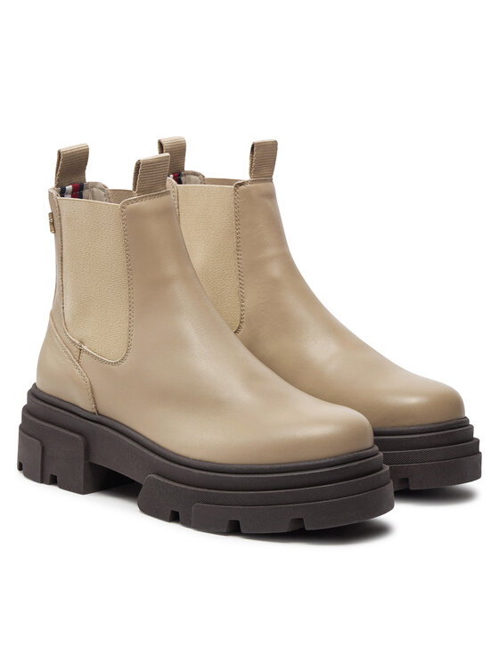 Tommy Hilfiger Členková obuv s elastickým prvkom Tommy Hilfiger Combat FW0FW08089 Béžová