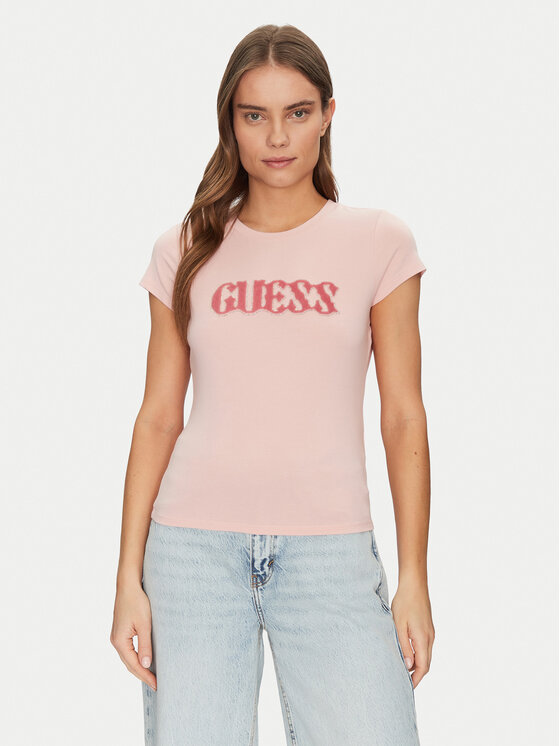 Guess Guess Футболка W5GI42 J1314 Рожевий Slim Fit