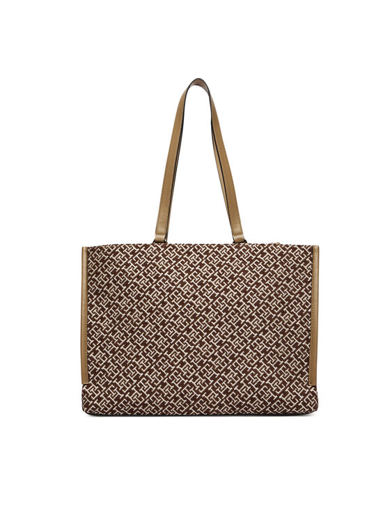 Tommy Hilfiger Torbica Tommy Hilfiger Th Jacquard Tote AW0AW19009 Smeđa