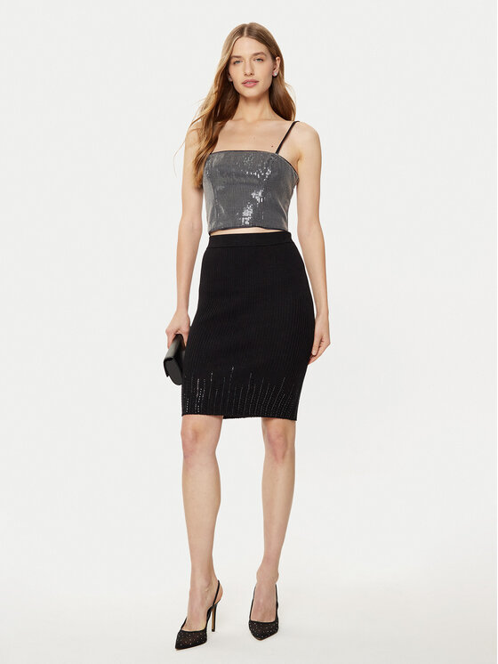 Guess Guess Top W5RH0G WGX40 Srebrna Slim Fit