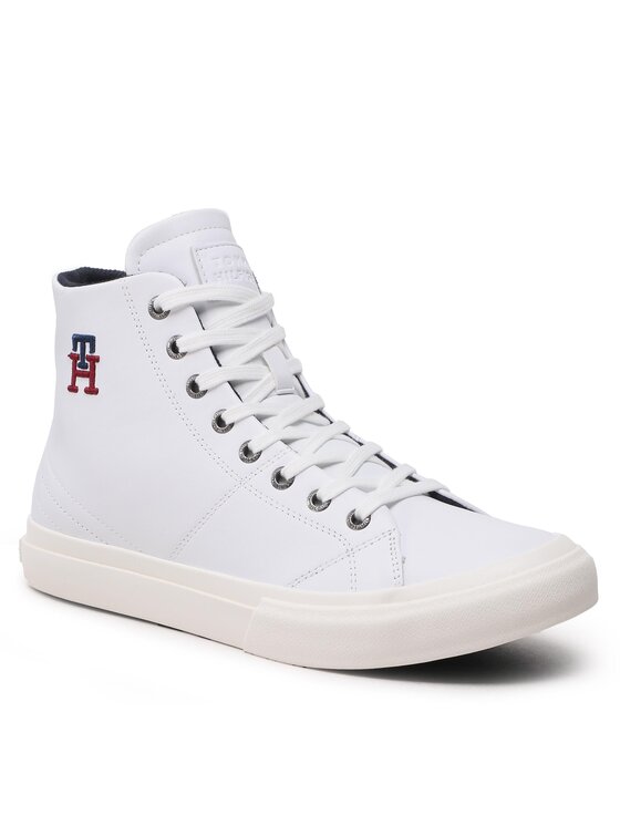 Tommy Hilfiger Laisvalaikio batai Tommy Hilfiger Th Hi Vulc Street Leather FM0FM04739 Balta