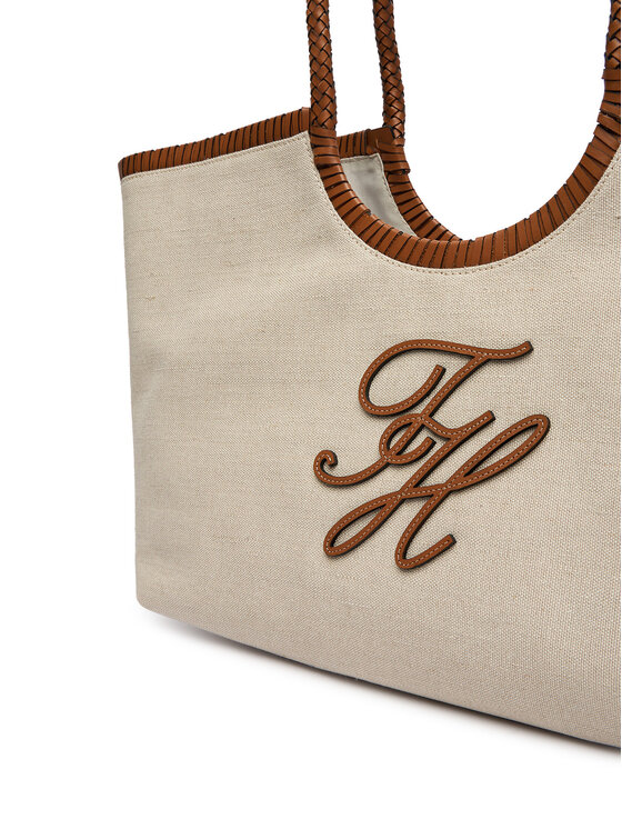 Tommy Hilfiger Rankinė Tommy Hilfiger Th Elev Summ Maxi Tote Canvas AW0AW18629 Smėlio