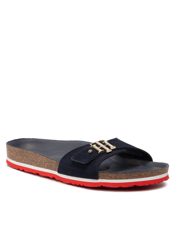 Tommy Hilfiger Klapki Tommy Hilfiger Th Molded Footbed Flat Sandal FW0FW06244 Granatowy