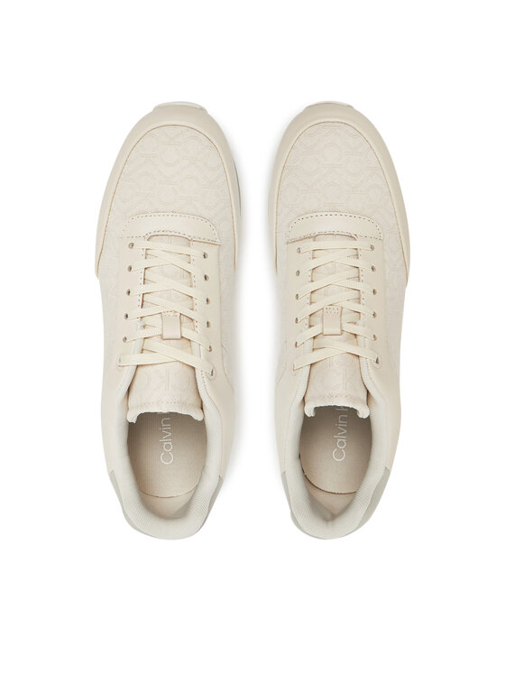 Calvin Klein Sneakersy Calvin Klein Runner Lace Up - Jacq HW0HW02413 Écru