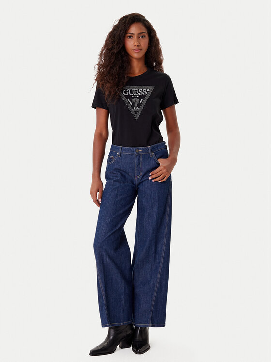 Guess Guess Футболка W5BI18 I3Z14 Чорний Regular Fit