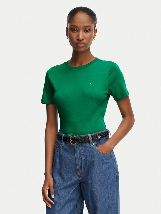 Tommy Hilfiger Tommy Hilfiger Camiseta New Cody WW0WW40587 Verde Slim Fit