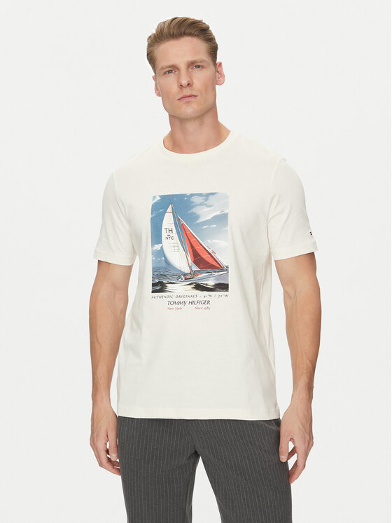 Tommy Hilfiger Tommy Hilfiger Majica Color Photo Print MW0MW38615 Bež Regular Fit