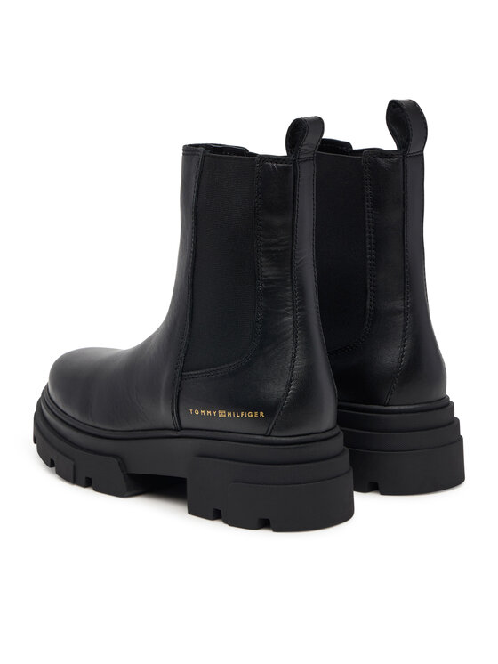 Tommy Hilfiger Sztyblety Tommy Hilfiger Leather Chunky Chelsea Boot FW0FW09679 Czarny