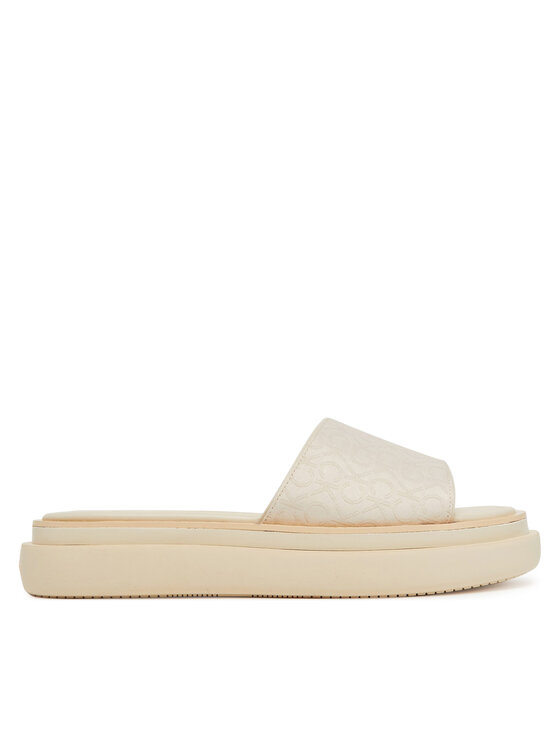 Calvin Klein Natikače Calvin Klein Flatform Slide Jacq HW0HW02461 Écru