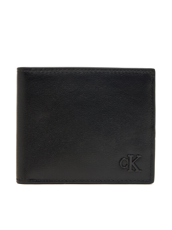 Calvin Klein Maks Calvin Klein Bold Ck Suede Billfold W/ Coin LV04D1365G Melns