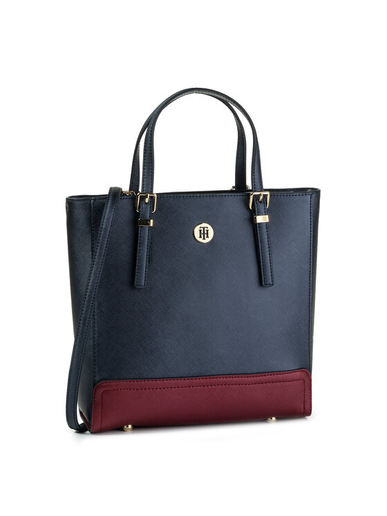 Tommy Hilfiger Ročna torba Tommy Hilfiger Honey Med Workbag Cb AW0AW07411 Mornarsko modra