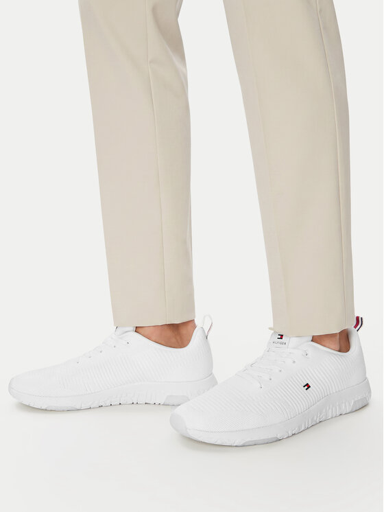Tommy Hilfiger Sneakersy Tommy Hilfiger Corporate Knit Rib Runner FM0FM02838 Biały