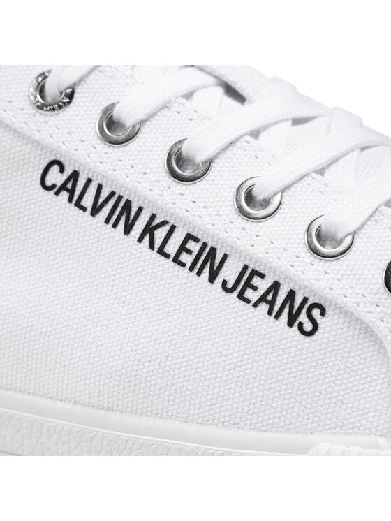 Calvin Klein Jeans Modne superge Calvin Klein Jeans Vulcanized Sneaker Laceup Co YM0YM00014 Bela