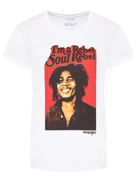 Wrangler Wrangler Majica BOB MARLEY Soul Rebel W711EE989 112141519 Bela Regular Fit