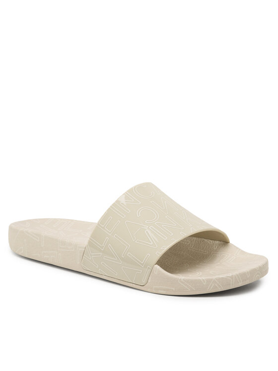 Calvin Klein Чехли Calvin Klein Pool Slide Rubber HM0HM01062 Кремав