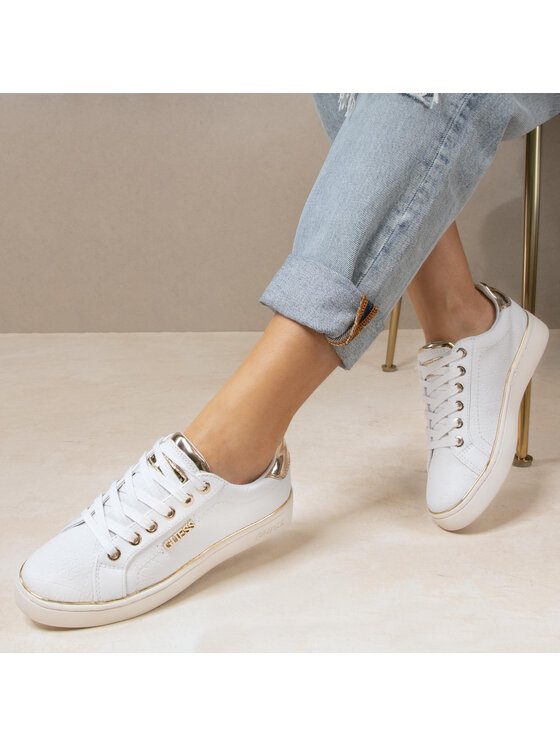 Guess Sneakers Donna Bianco - Modello FLPDS4 FAL12 In Ecopelle