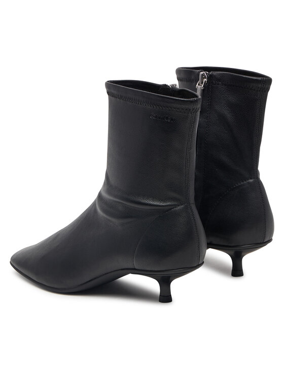 Calvin Klein Botine Calvin Klein Round Kitt Heel Ankle Boot Nappa HW0HW03169 Negru