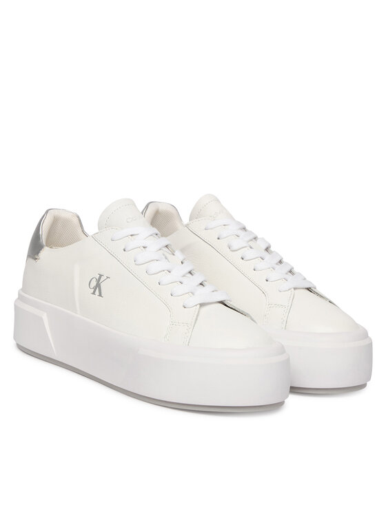 Calvin Klein Laisvalaikio batai Calvin Klein Flatform Lace Up Lth Met YW0YW01929 Balta