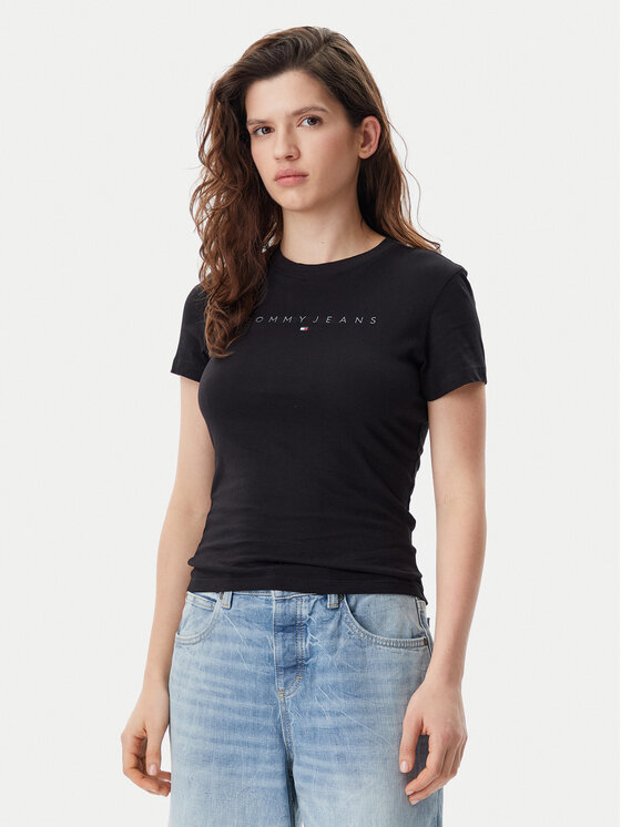 Tommy Jeans Tommy Jeans T-Shirt Tonal Linear DW0DW20315 Μαύρο Slim Fit
