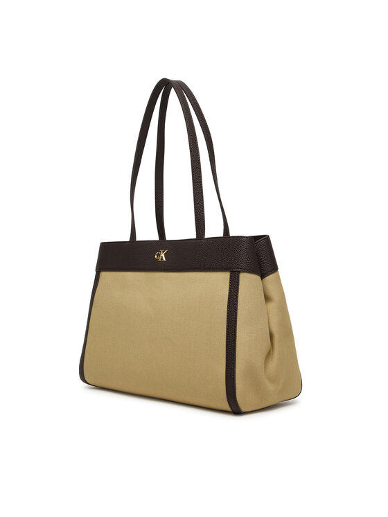 Calvin Klein Ročna torba Calvin Klein Ck Canvas Medium Tote LV04F3503G Bež