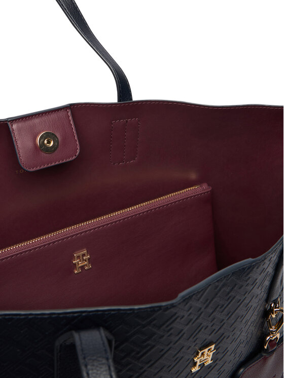 Tommy Hilfiger Ročna torba Tommy Hilfiger Th Icon Tote Mono AW0AW18174 Mornarsko modra