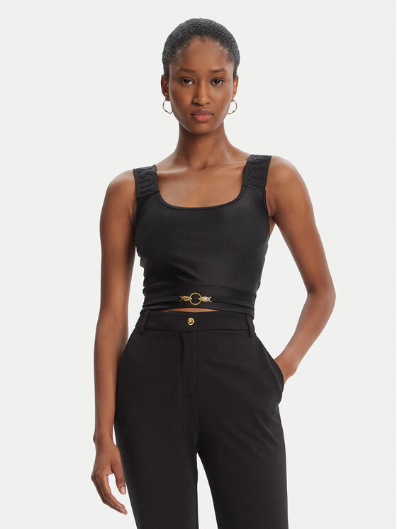 Just Cavalli Just Cavalli Top Crop Element 79PAM2A6 Črna Slim Fit