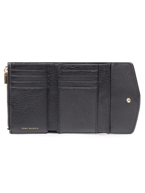 Portfel Tory Burch Kira Pebbled Medium Flap Wallet 74882 Czarny 