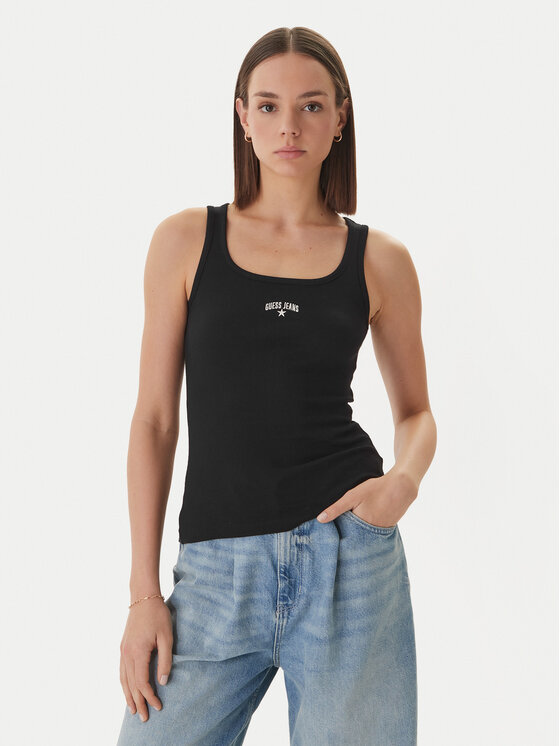 Guess Jeans Guess Jeans Top W6GPZ2 KA0H1 Schwarz Slim Fit