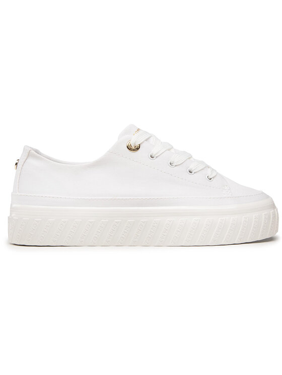 Tommy Hilfiger Tenisky Tommy Hilfiger Shiny Flatform Vulc Sneaker FW0FW05536 Bílá