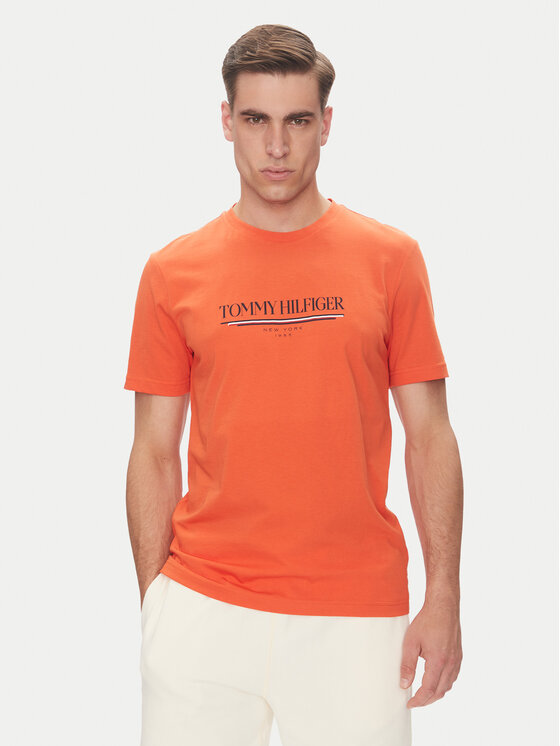 Tommy Hilfiger Tommy Hilfiger Camiseta Brand Love MW0MW40324 Naranja Regular Fit