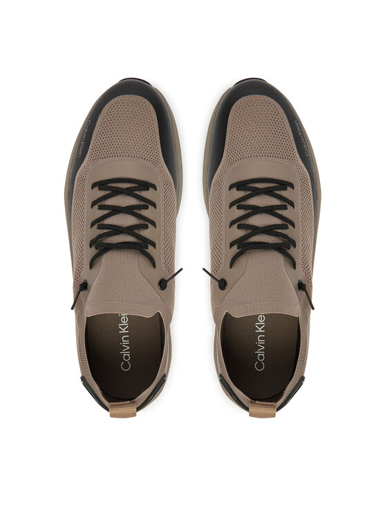 Calvin Klein Sneakersy Calvin Klein Chunky Runner Lace Up Sock Knit YM0YM01457 Brązowy