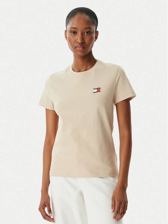Tommy Jeans Tommy Jeans Camiseta Wavy Flag DW0DW22274 Beige claro Regular Fit