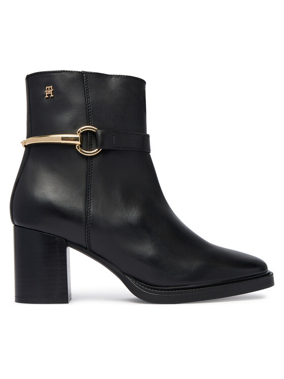 Tommy Hilfiger Škornji Tommy Hilfiger TH Stud Heel Riding Ankle Boot FW0FW09552 Črna