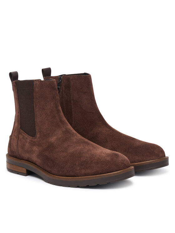 Tommy Hilfiger Polokozačky Tommy Hilfiger Cleated Hilifger Suede Boot FM0FM05961 Hnědá