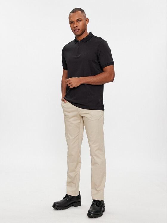 Calvin Klein Calvin Klein Polo majica Smooth Cotton Welt Zip Polo K10K112754 Črna Regular Fit