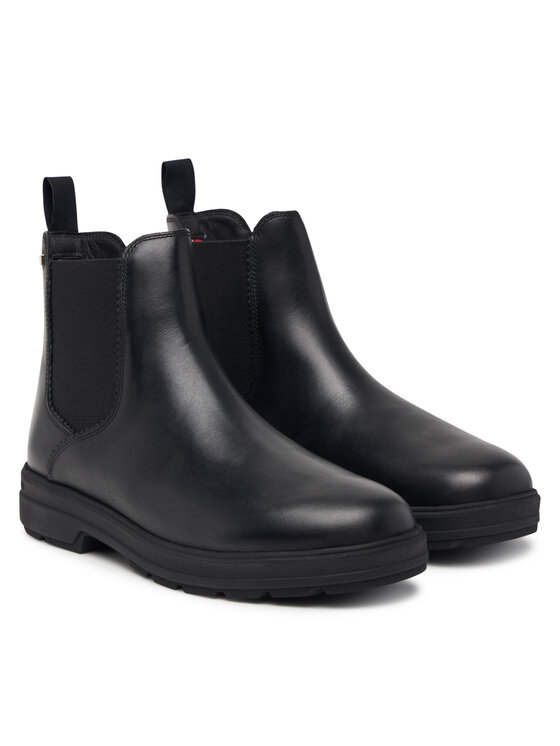 Tommy Hilfiger Klassische Stiefeletten Tommy Hilfiger Th Flag Outdoor Chelsea Boot FW0FW09573 Schwarz