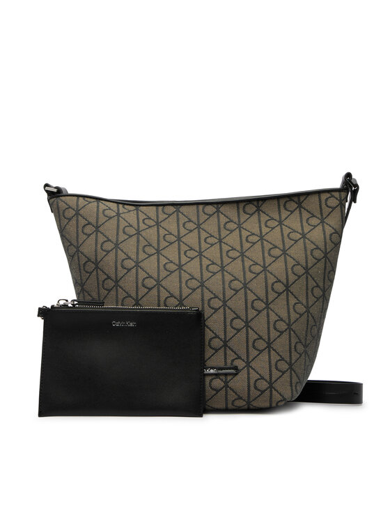 Calvin Klein Kabelka Calvin Klein Emblem Aop Jacquard Tote W/Pouch LV04F3535G Kaki
