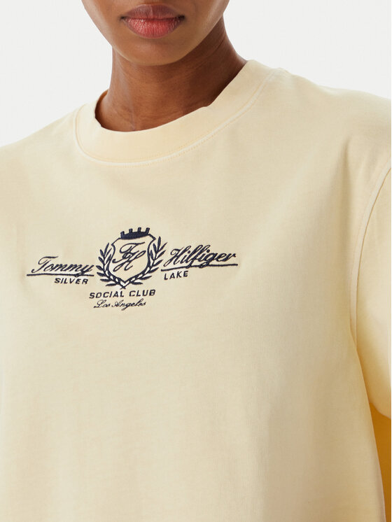 Tommy Hilfiger Tommy Hilfiger Camiseta Crest WW0WW48713 Crema Relaxed Fit
