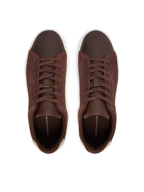 Tommy Hilfiger Sneakers Tommy Hilfiger Th Court Lth Mix Monogram FM0FM06082 Marrone