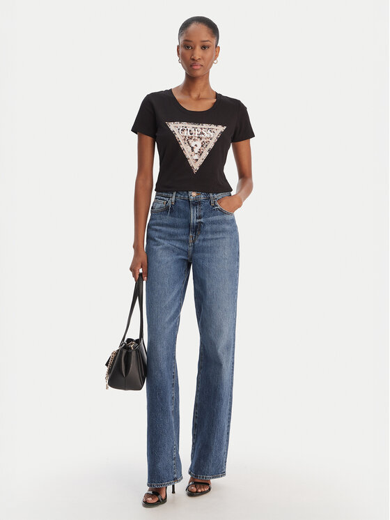 Guess Guess Футболка W6RI32 J1314 Чорний Regular Fit