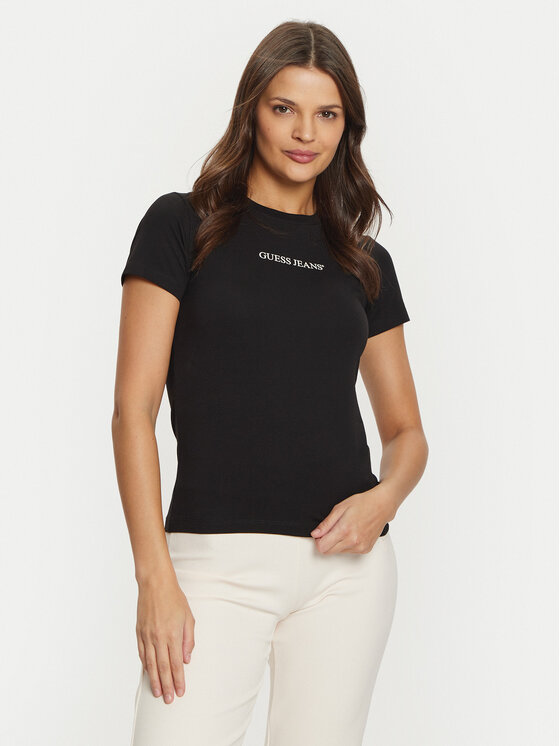 Guess Jeans Guess Jeans Футболка W4YI01 J1314 Чорний Regular Fit