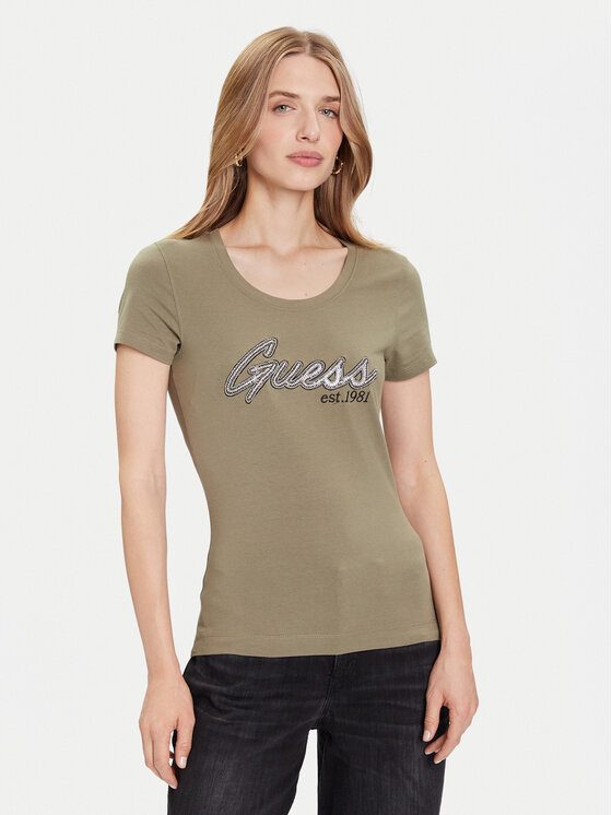 Guess Guess Футболка W5YI16 J1314 Зелений Regular Fit