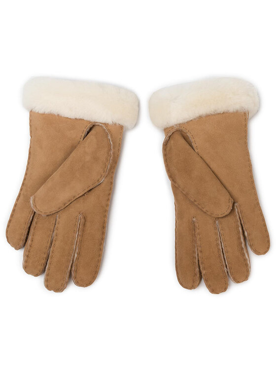 Ugg Rękawiczki Damskie Ugg W Sheepskin Logo Glove 18691 Beżowy