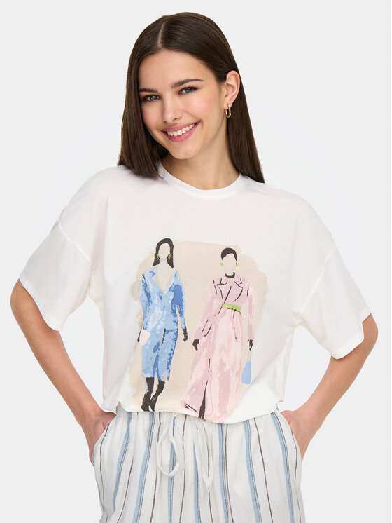 ONLY ONLY Футболка Melina 15342876 Білий Regular Fit