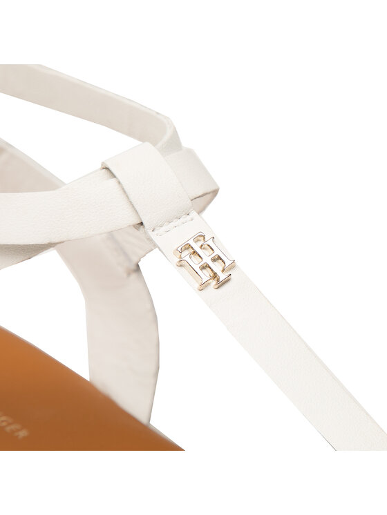 Tommy Hilfiger Basutės Tommy Hilfiger Feminine Leather Flat Sandal FW0FW05628 Balta