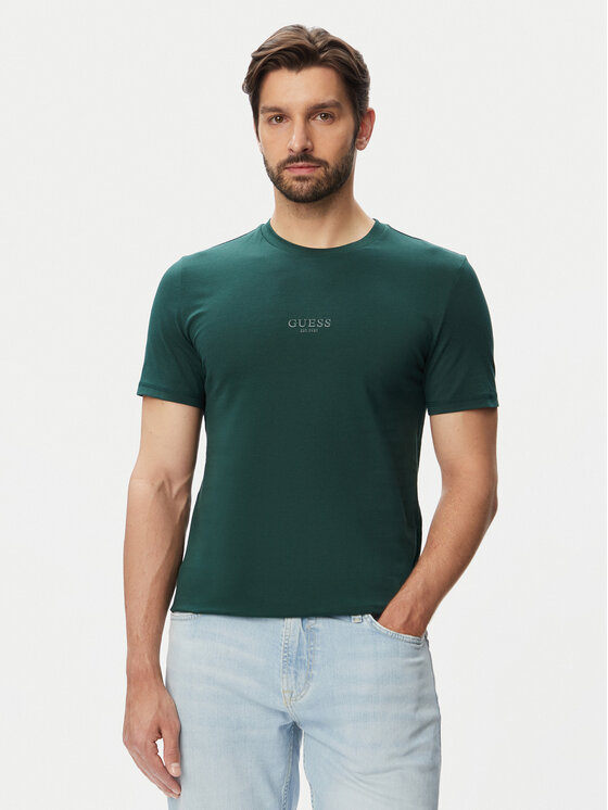 Guess Guess Футболка M2YI72 I3Z14 Темно-зелений Slim Fit
