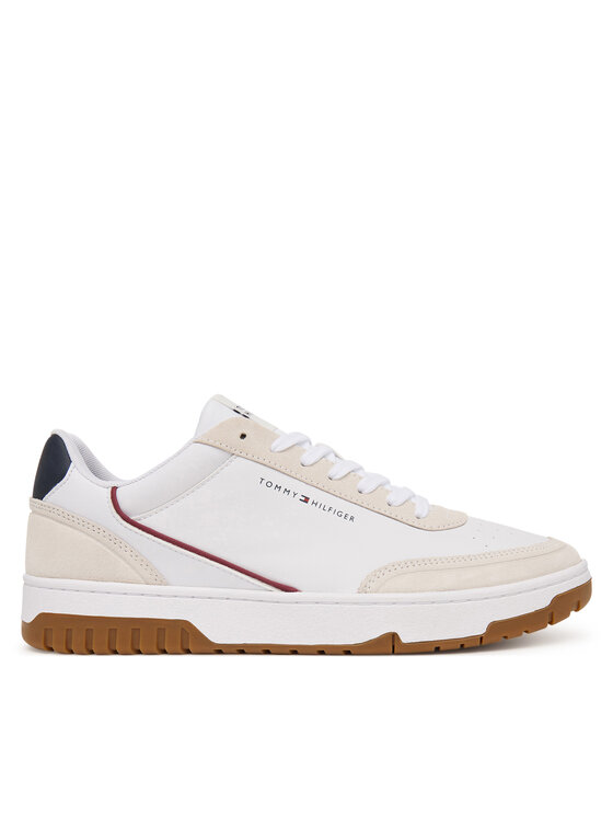 Tommy Hilfiger Sneakersy Tommy Hilfiger Th Basket Core Leather Suede Mix FM0FM05881 Biały