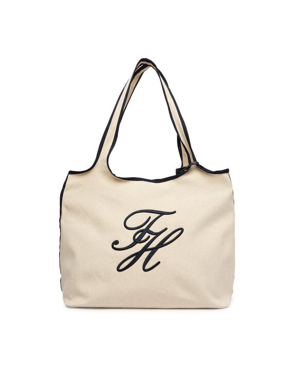Tommy Hilfiger Дамска чанта Tommy Hilfiger Th Summer Tote Canvas AW0AW18398 Бял