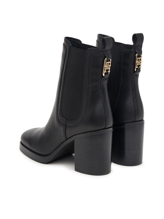 Tommy Hilfiger Čizme Tommy Hilfiger Ltr Square Toe Heel Chelsea Boot FW0FW09555 Crna