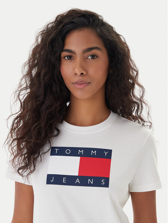 Tommy Jeans Tommy Jeans Camiseta Flag DW0DW22562 Écru Regular Fit